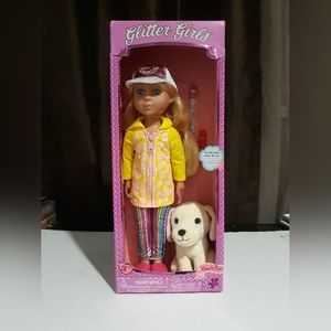 NIB Glitter Girls Lora & Cleo / Posable 14-inch Doll & Pet Golden Retriever